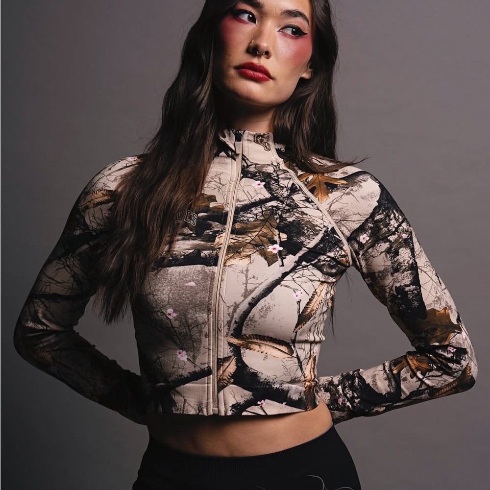 Camouflage Print Zip-Up Jacket